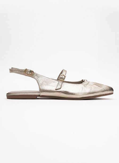 BRITNEY Altın Hakiki Deri Önü Kapalı Kadın Sandalet - Görsel 7