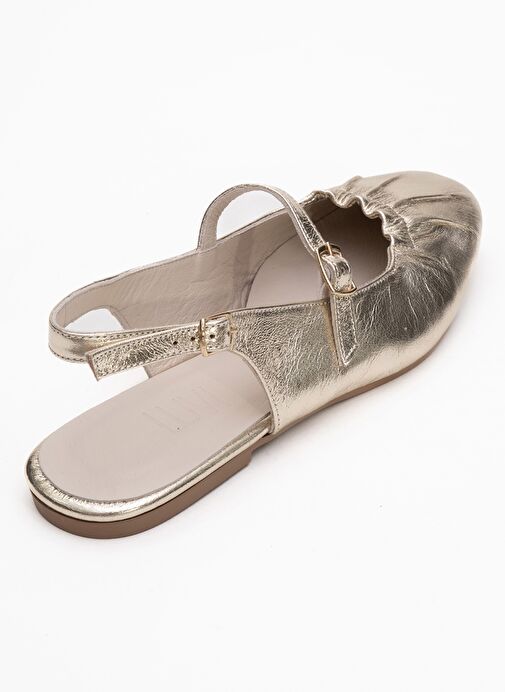 BRITNEY Altın Hakiki Deri Önü Kapalı Kadın Sandalet - Görsel 6