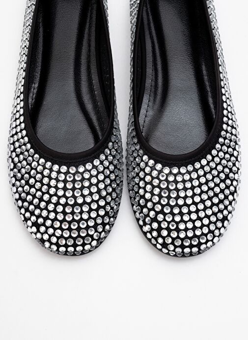RUNWAY Siyah File Taşlı Kadın Babet Ayakkabı - Görsel 3