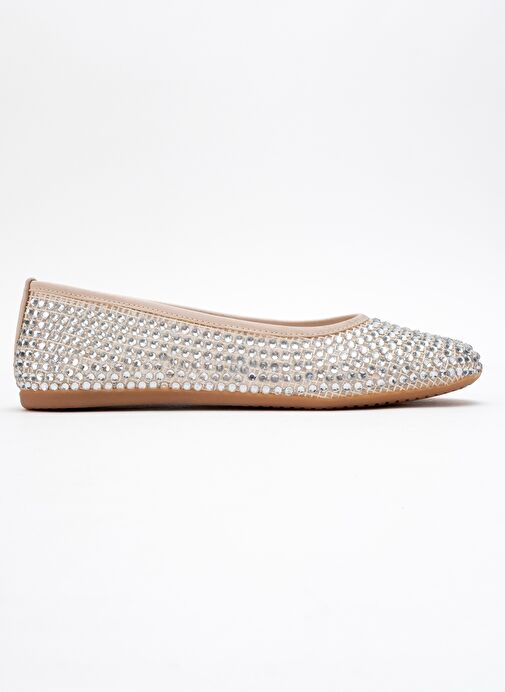 RUNWAY Bej File Taşlı Kadın Babet Ayakkabı - Görsel 7