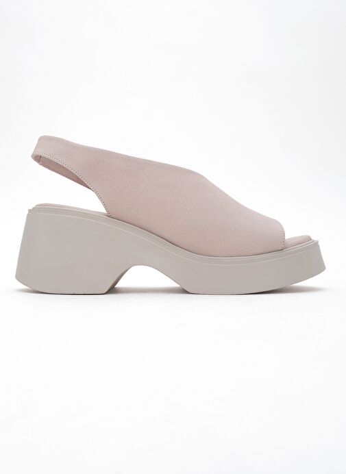 ROY Taş Cilt Hakiki Deri Kadın Dolgu Topuklu Sandalet - Görsel 7