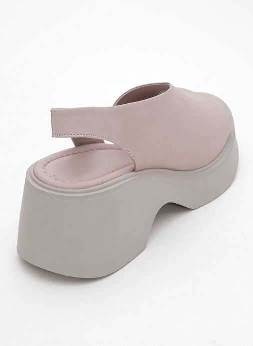 ROY Taş Cilt Hakiki Deri Kadın Dolgu Topuklu Sandalet - Görsel 6