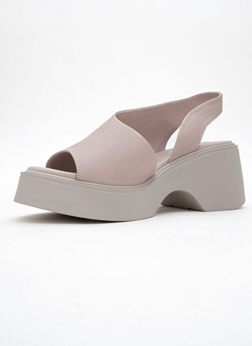 ROY Taş Cilt Hakiki Deri Kadın Dolgu Topuklu Sandalet - Görsel 5