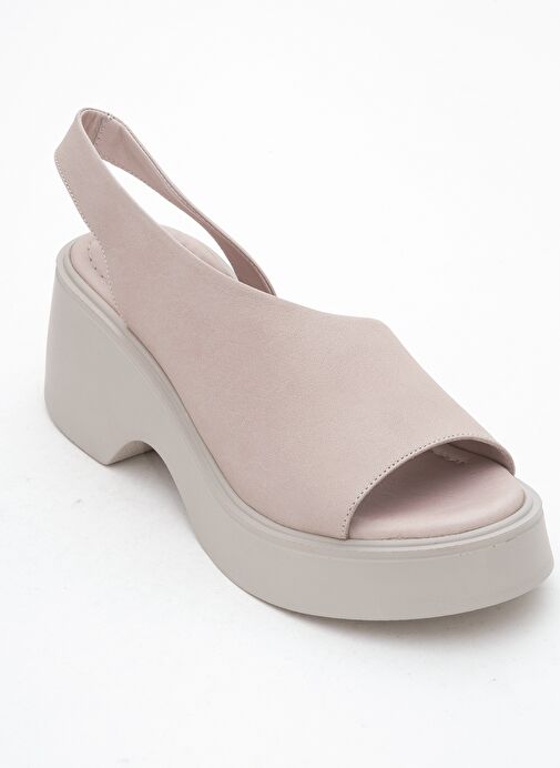 ROY Taş Cilt Hakiki Deri Kadın Dolgu Topuklu Sandalet - Görsel 4