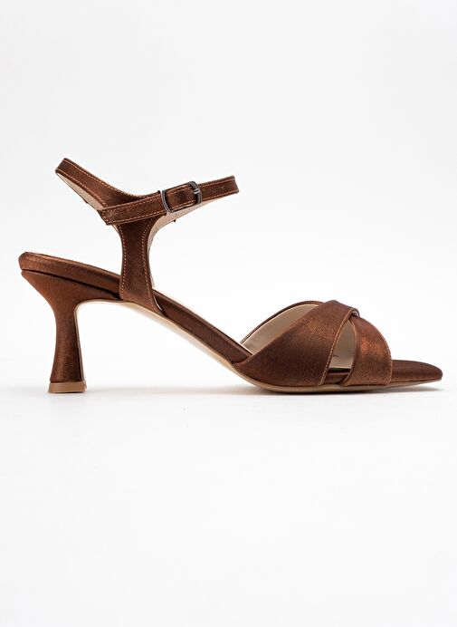 MELİN Bakır Saten Çapraz Bantlı Kadın Topuklu Ayakkabı - Görsel 7