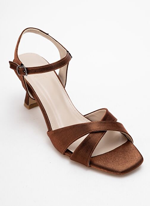 MELİN Bakır Saten Çapraz Bantlı Kadın Topuklu Ayakkabı - Görsel 4