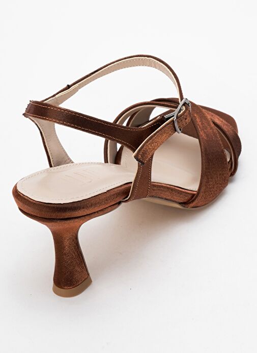 MELİN Bakır Saten Çapraz Bantlı Kadın Topuklu Ayakkabı - Görsel 6