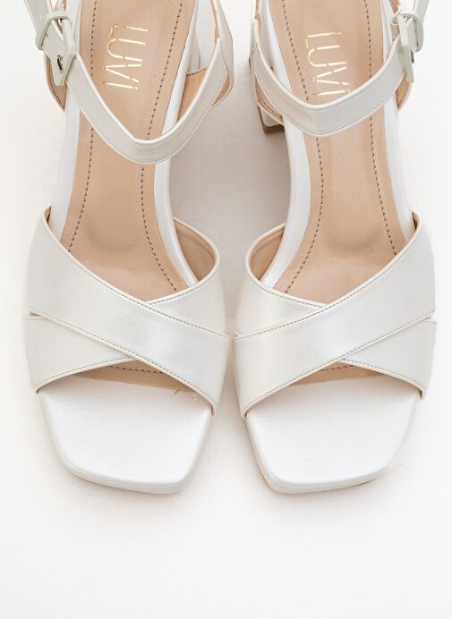 LİSBON Sedef Cilt Çapraz Bantlı Kadın Platform Topuklu Ayakkabı - Görsel 3