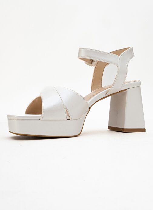 LİSBON Sedef Cilt Çapraz Bantlı Kadın Platform Topuklu Ayakkabı - Görsel 5
