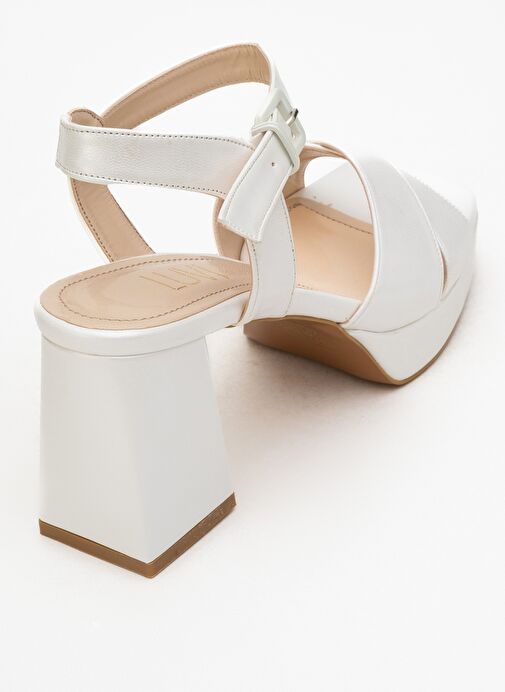 LİSBON Sedef Cilt Çapraz Bantlı Kadın Platform Topuklu Ayakkabı - Görsel 6