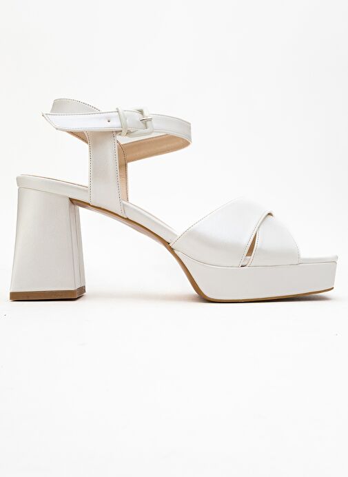 LİSBON Sedef Cilt Çapraz Bantlı Kadın Platform Topuklu Ayakkabı - Görsel 7