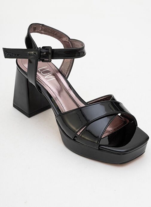 LİSBON Siyah Rugan Çapraz Bantlı Kadın Platform Topuklu Ayakkabı - Görsel 4