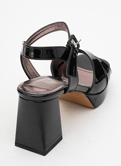 LİSBON Siyah Rugan Çapraz Bantlı Kadın Platform Topuklu Ayakkabı - Görsel 6