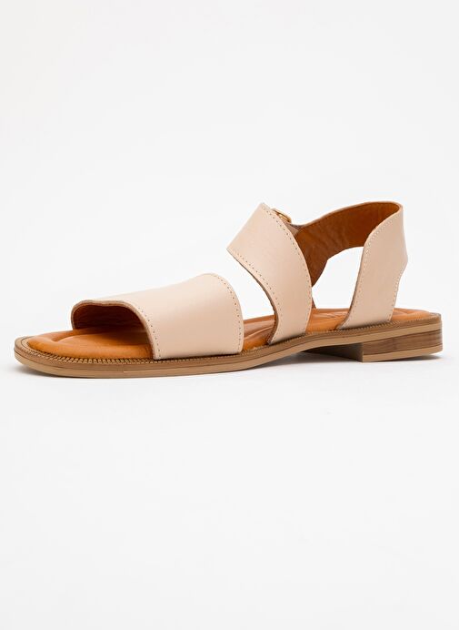 MAJESTY Bej Cilt Hakiki Deri Kadın Sandalet - Görsel 5