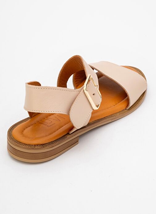MAJESTY Bej Cilt Hakiki Deri Kadın Sandalet - Görsel 6