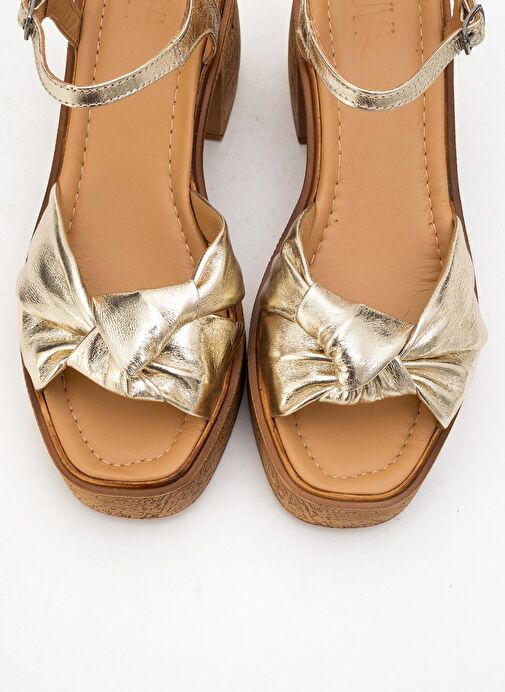 Luvi Shoes Luvi Shoes TILY Altın Cilt Hakiki Deri Kadın Platform Topuklu Sandalet Sandalet & Terlik | Boyner Altın - 3. görsel