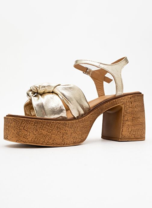 Luvi Shoes Luvi Shoes TILY Altın Cilt Hakiki Deri Kadın Platform Topuklu Sandalet Sandalet & Terlik | Boyner Altın - 4. görsel