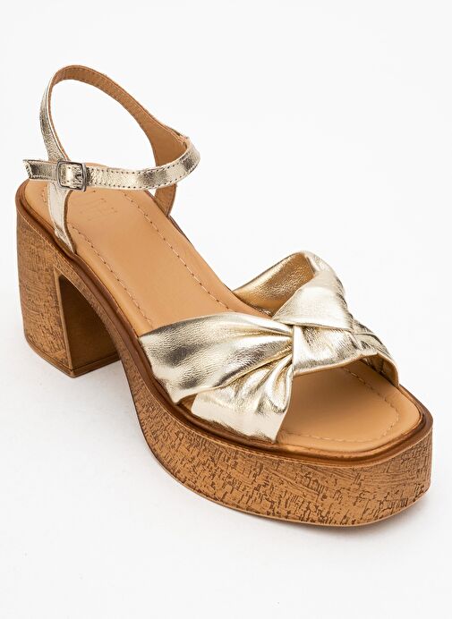 Luvi Shoes Luvi Shoes TILY Altın Cilt Hakiki Deri Kadın Platform Topuklu Sandalet Sandalet & Terlik | Boyner Altın - 5. görsel