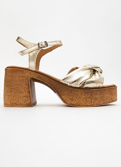 Luvi Shoes Luvi Shoes TILY Altın Cilt Hakiki Deri Kadın Platform Topuklu Sandalet Sandalet & Terlik | Boyner Altın - 7. görsel