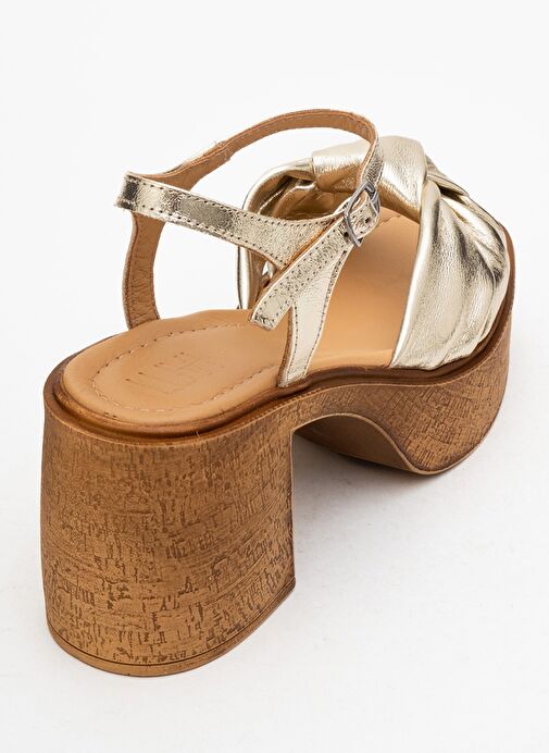 Luvi Shoes Luvi Shoes TILY Altın Cilt Hakiki Deri Kadın Platform Topuklu Sandalet Sandalet & Terlik | Boyner Altın - 6. görsel