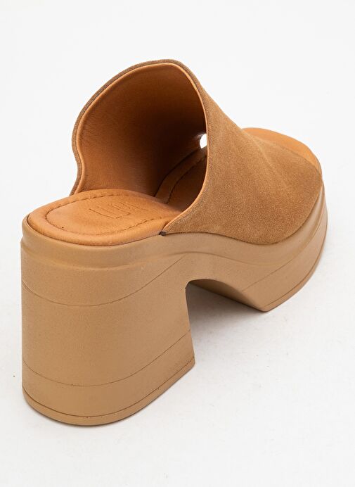 NOLA Taba Süet Hakiki Deri Kadın Platform Topuklu Terlik - Görsel 6