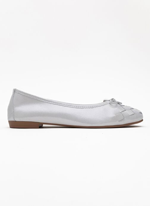 03 Beyaz Simli Hakiki Deri Kadın Babet Ayakkabı - Görsel 7