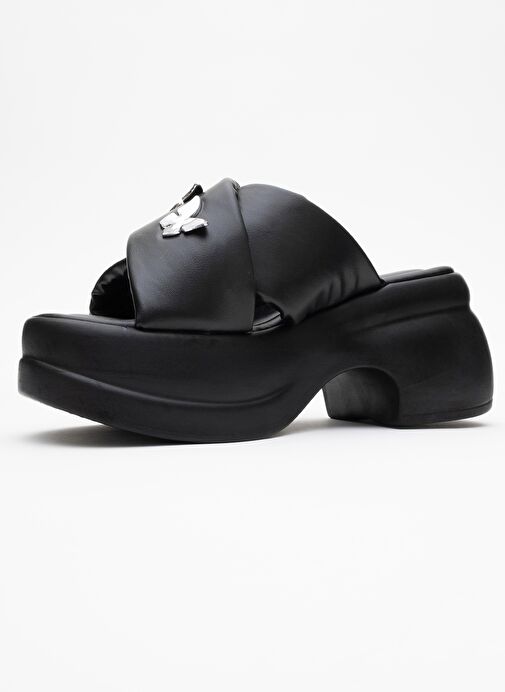 FORCE Siyah Kelebek Tokalı Dolgu Tabanlı Kadın Terlik - Görsel 5