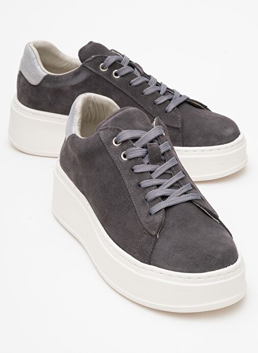 GUENO Füme Hakiki Deri Süet Kadın Spor Ayakkabı - Görsel 2