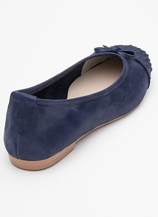 02 Lacivert Simli Hakiki Deri Kadın Babet Ayakkabı - Görsel 6