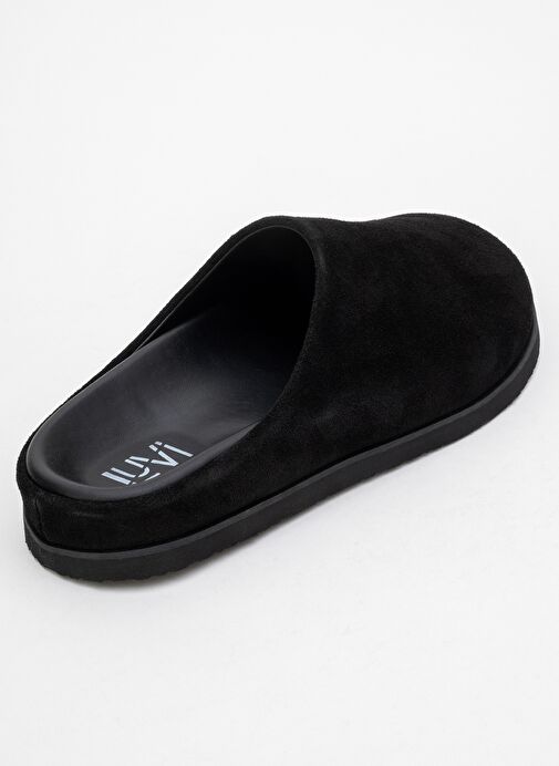 SPACE Siyah Süet Hakiki Deri Önü Kapalı Kadın Terlik - Görsel 6
