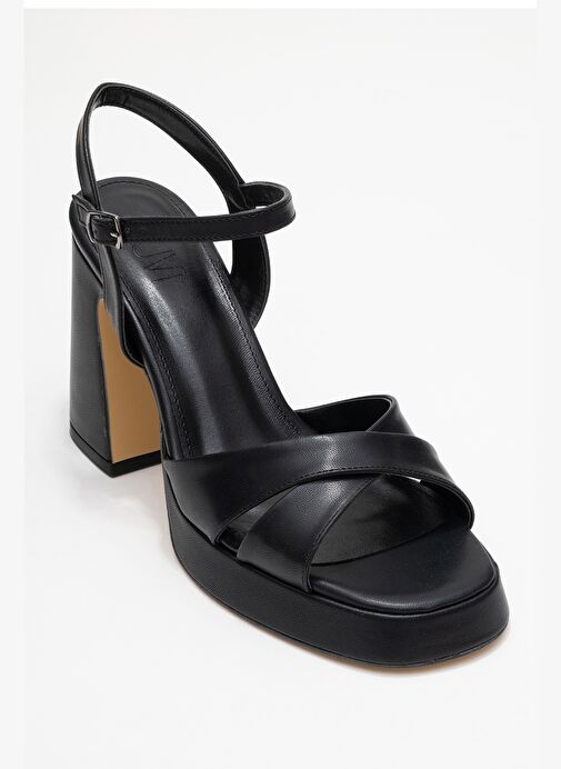 LELLO Siyah Cilt Kadın Platform Topuklu Ayakkabı - Görsel 4