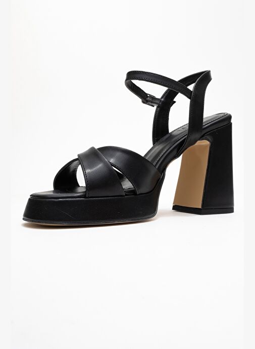 LELLO Siyah Cilt Kadın Platform Topuklu Ayakkabı - Görsel 5
