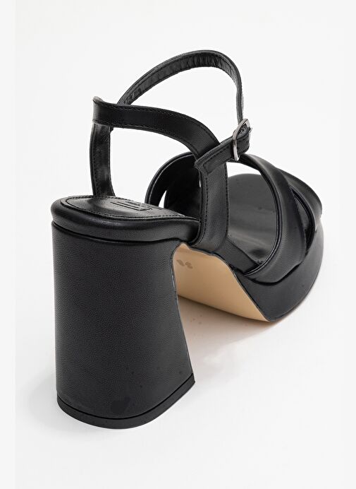 LELLO Siyah Cilt Kadın Platform Topuklu Ayakkabı - Görsel 6