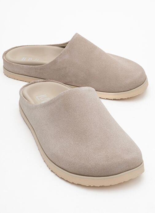 SPACE Bej Süet Hakiki Deri Önü Kapalı Kadın Terlik - Görsel 2