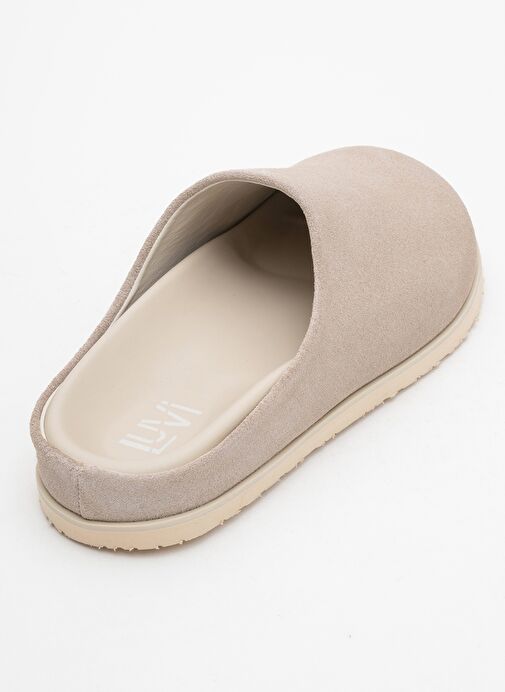 SPACE Bej Süet Hakiki Deri Önü Kapalı Kadın Terlik - Görsel 6