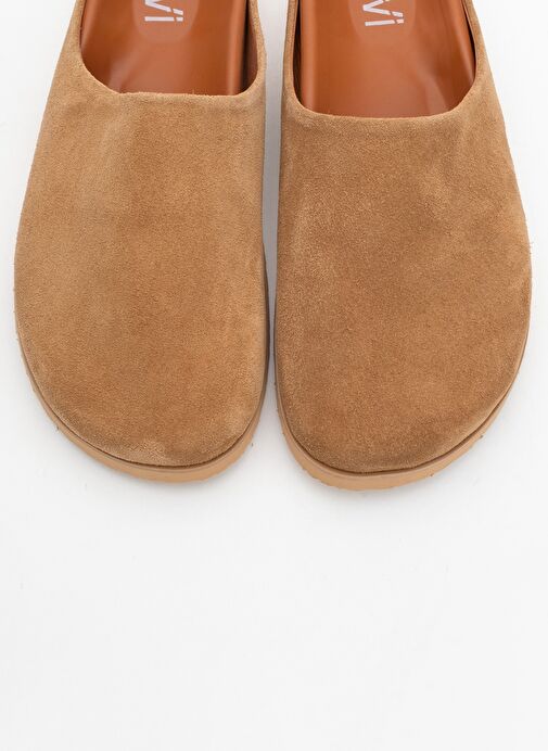 SPACE Toprak Süet Hakiki Deri Önü Kapalı Kadın Terlik - Görsel 3