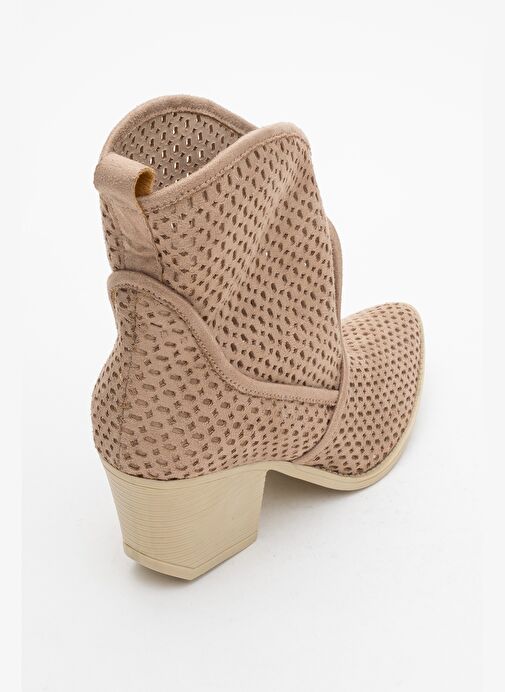 PERA Koyu Bej Kadın Kalın Topuklu Yazlık Bot - Görsel 8
