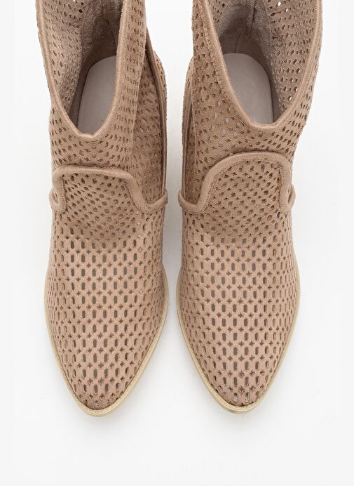 PERA Koyu Bej Kadın Kalın Topuklu Yazlık Bot - Görsel 5