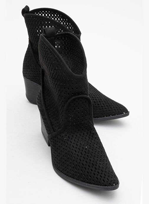 PERA Siyah Kadın Kalın Topuklu Yazlık Bot - Görsel 2