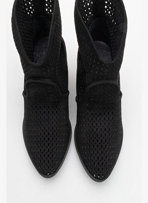 PERA Siyah Kadın Kalın Topuklu Yazlık Bot - Görsel 6
