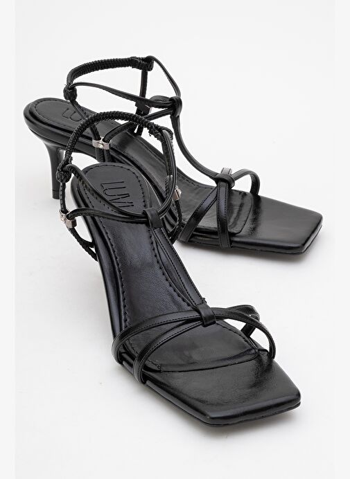 GIBSON Siyah Kare Burunlu Kadın Topuklu Sandalet - Görsel 2