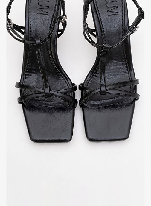 GIBSON Siyah Kare Burunlu Kadın Topuklu Sandalet - Görsel 3