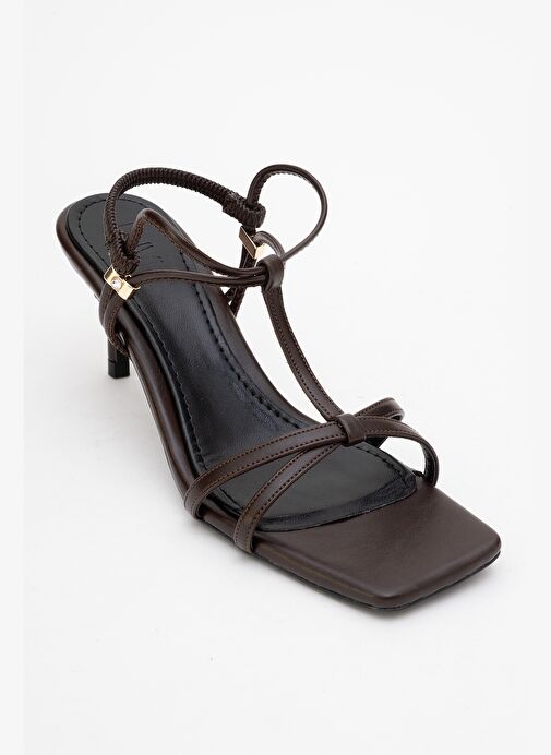 GIBSON Kahverengi Kare Burunlu Kadın Topuklu Sandalet - Görsel 4