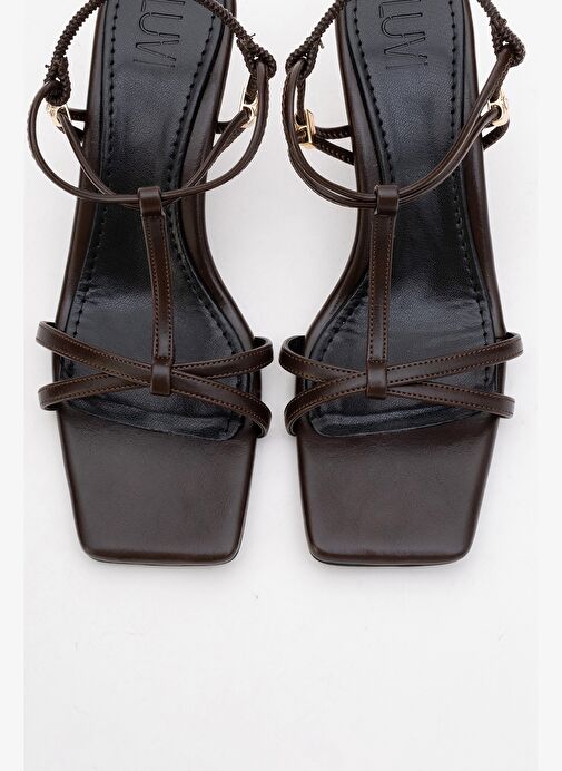 GIBSON Kahverengi Kare Burunlu Kadın Topuklu Sandalet - Görsel 3