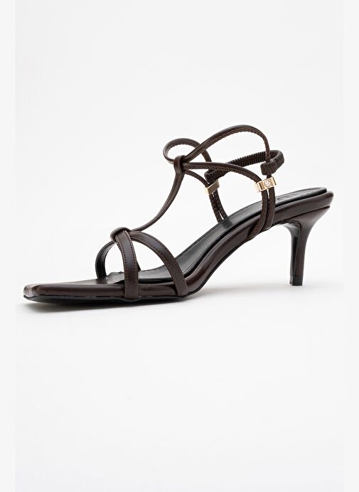 GIBSON Kahverengi Kare Burunlu Kadın Topuklu Sandalet - Görsel 5