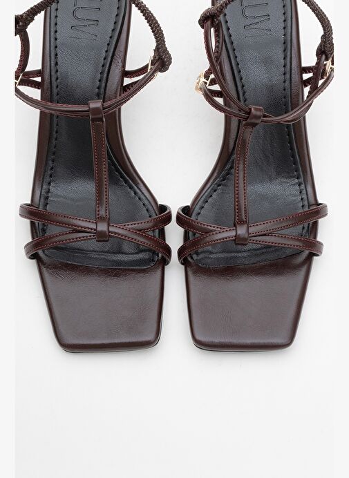 GIBSON Bordo Kare Burunlu Kadın Topuklu Sandalet - Görsel 3