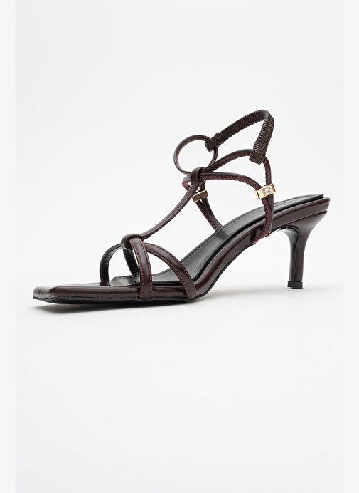 GIBSON Bordo Kare Burunlu Kadın Topuklu Sandalet - Görsel 5