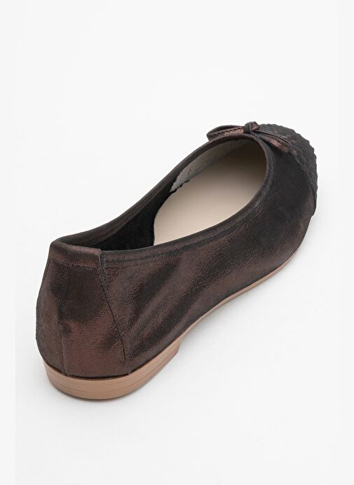 02 Bakır Simli Hakiki Deri Kadın Babet Ayakkabı - Görsel 6