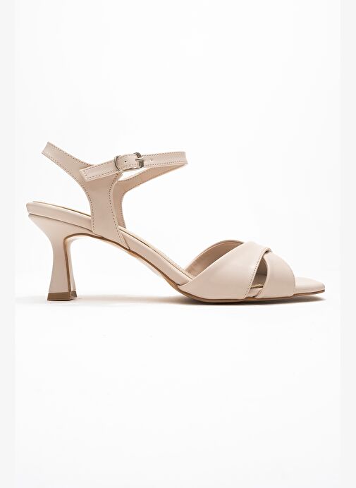 Luvi Shoes Luvi Shoes MELİN Bej Cilt Çapraz Bantlı Kadın Topuklu Ayakkabı | Boyner Bej - 7. görsel