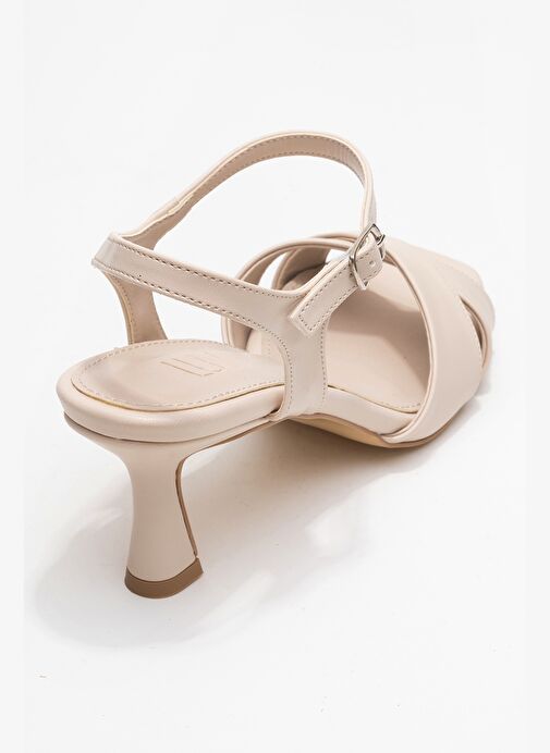 Luvi Shoes Luvi Shoes MELİN Bej Cilt Çapraz Bantlı Kadın Topuklu Ayakkabı | Boyner Bej - 6. görsel